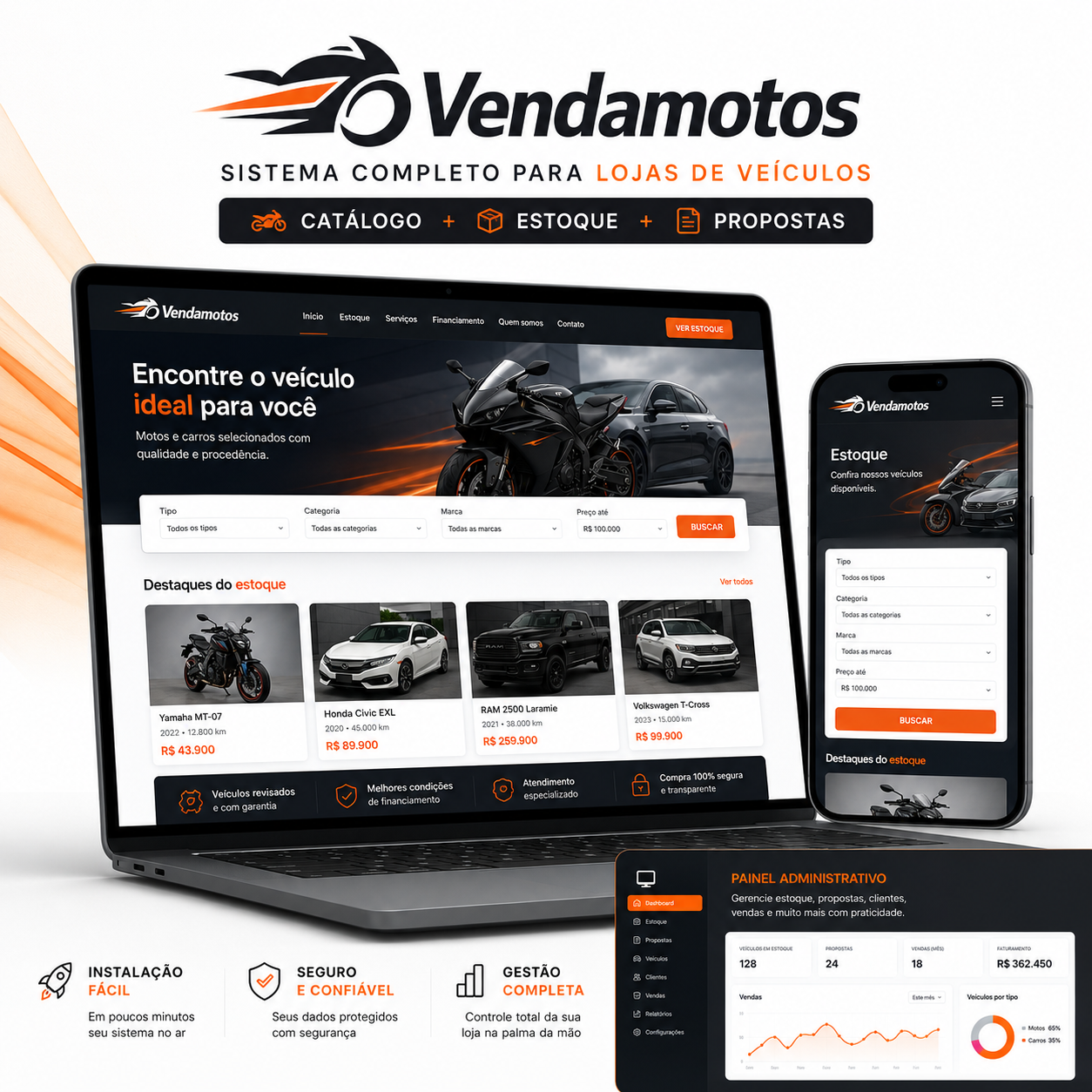 Vendamotos — Sistema de Catálogo e Gestão de Estoque para Lojas de Veículos